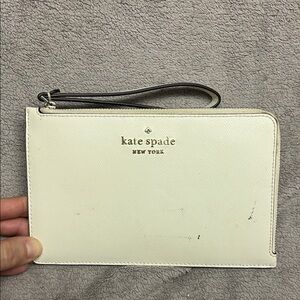 Kate Spade Ivory Wristlet with Gold Accents